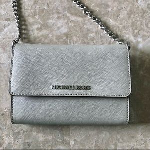 Michael Kors Crossbody Bag (Grey with Adjustable Silver Chain/Leather Strap)